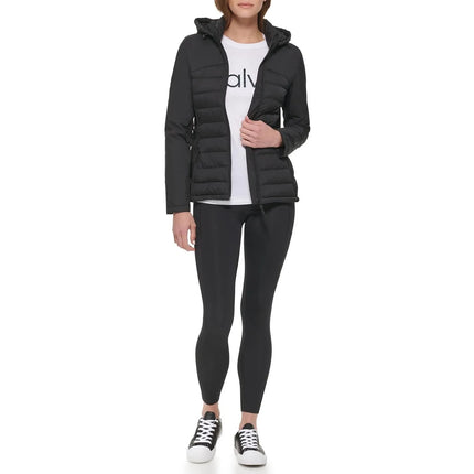 Calvin Klein Women's Lightweight Mixed-Material Jacket Black - Hemen Kargoda