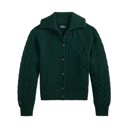 Polo Ralph Lauren Women's Cable Wool-Cashmere Collared Cardigan College Green