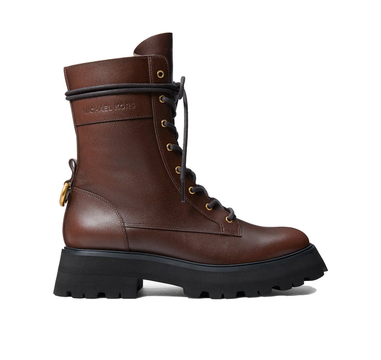 Michael Kors Women's Caleb Burnished Leather Combat Boot Luggage
