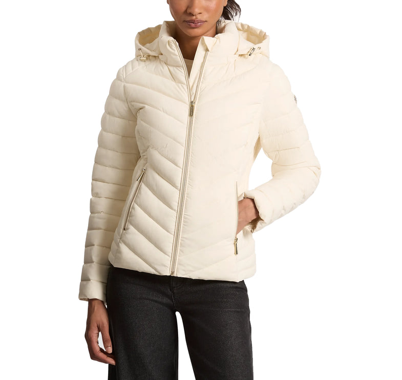 Michael Kors Women's Chevron Quilted Jacket Bone