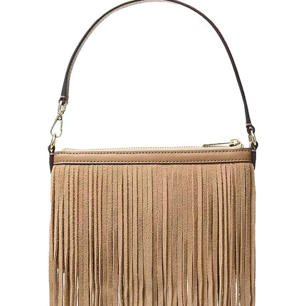 Michael Kors Women's Studded Fringed Microsuede Wristlet Camel