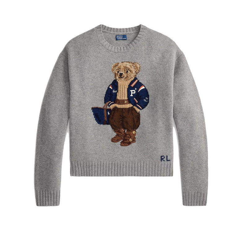 Polo Ralph Lauren Women's Polo Bear Wool-Cashmere Sweater Gray Heather