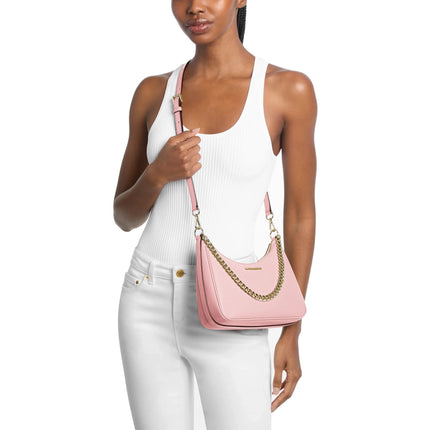 Michael Kors Women's Jet Set Large Pebbled Leather Convertible Crossbody Bag Powder Blush