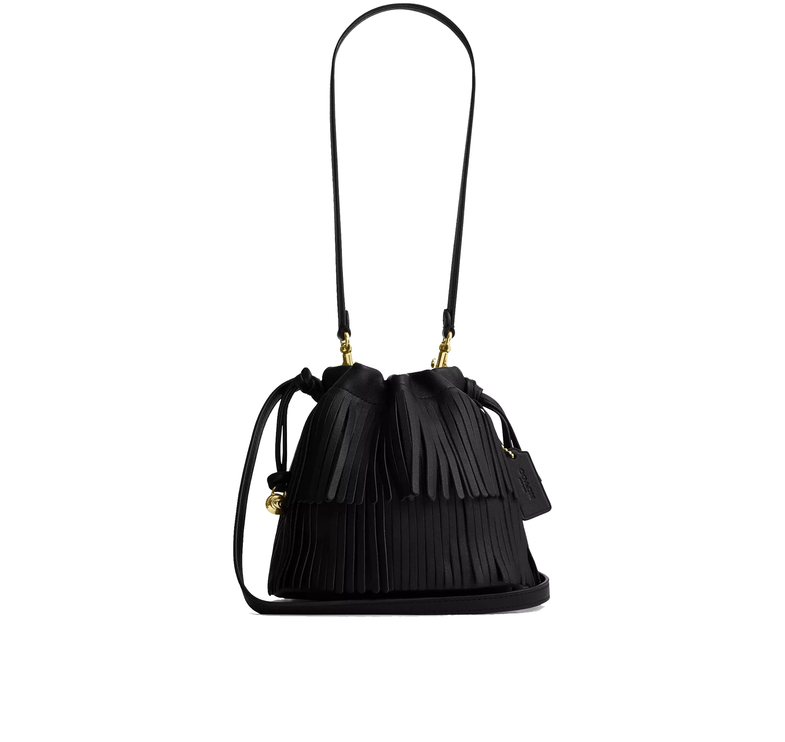 Coach Women's Faye Mini Drawstring Bag With Fringe Gold/Black