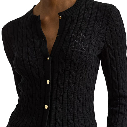 Polo Ralph Lauren Women's Cable-Knit Cotton-Blend Cardigan Black