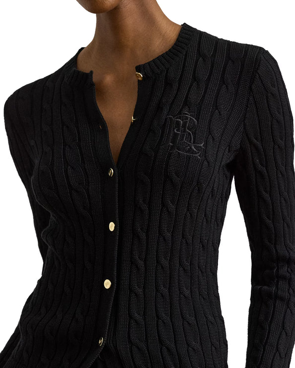 Polo Ralph Lauren Women's Cable-Knit Cotton-Blend Cardigan Black