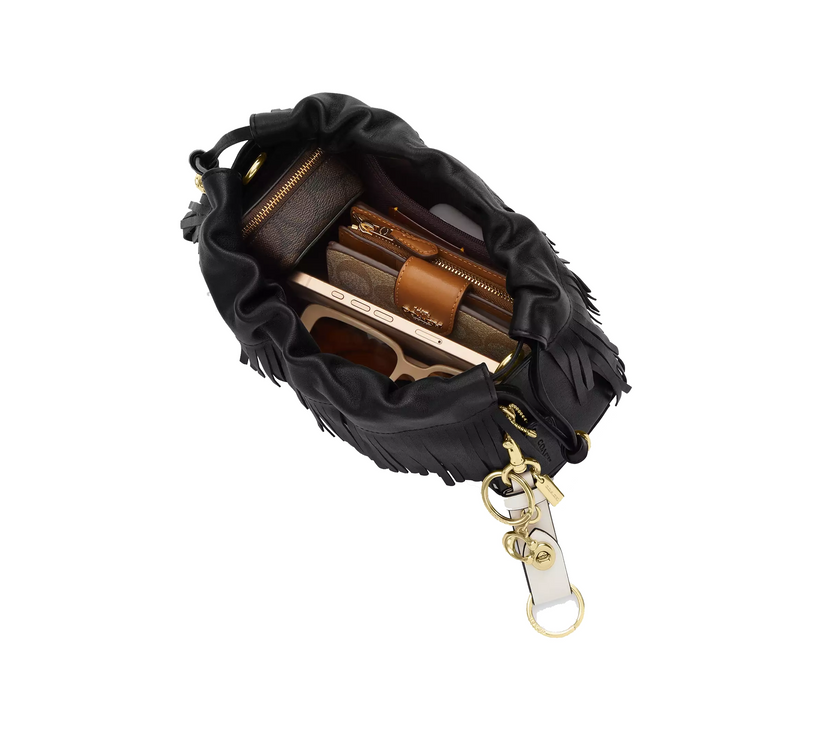 Coach Women's Faye Shoulder Bag With Fringe Gold/Black
