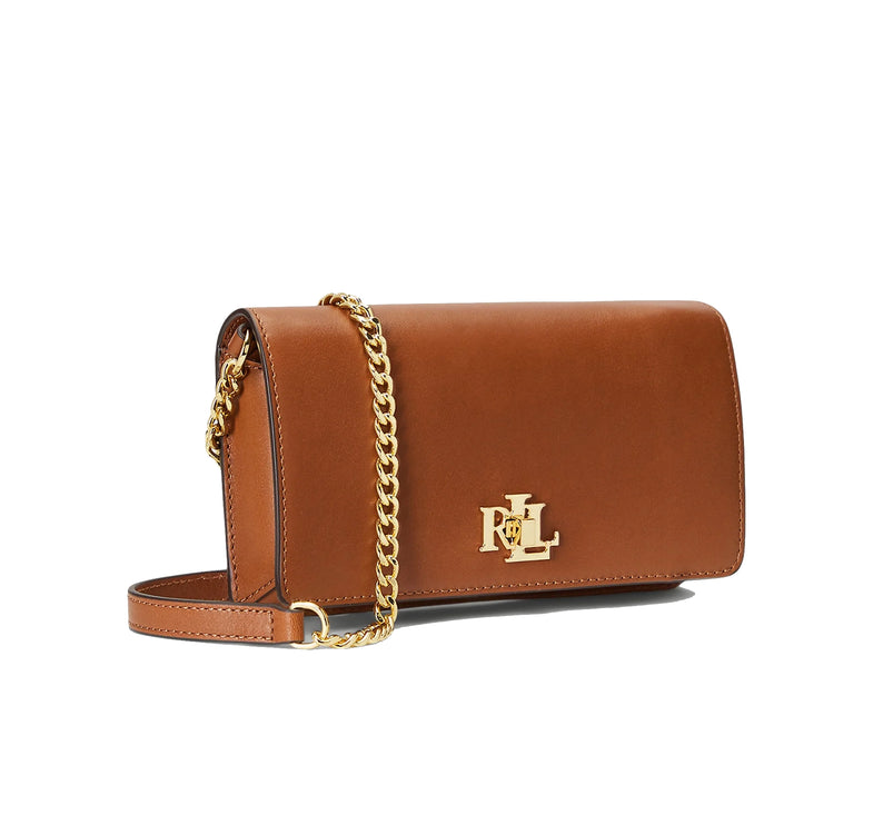 Polo Ralph Lauren Women's Leather Crossbody Turn Lock Tech Case Tan