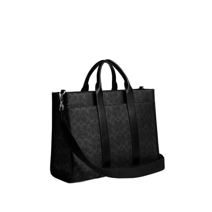 Coach Unisex Wesley Tote In Signature Canvas Black