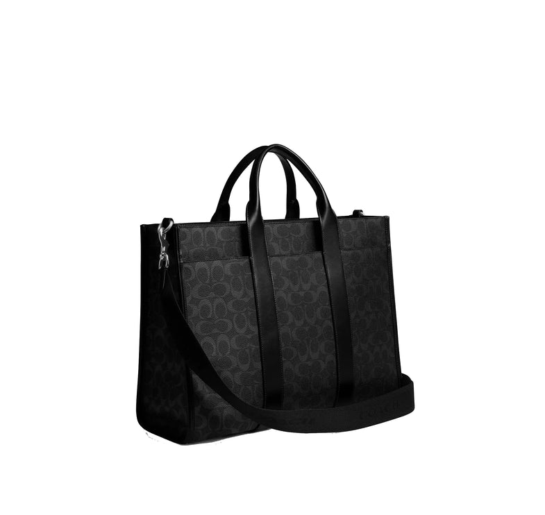 Coach Unisex Wesley Tote In Signature Canvas Black