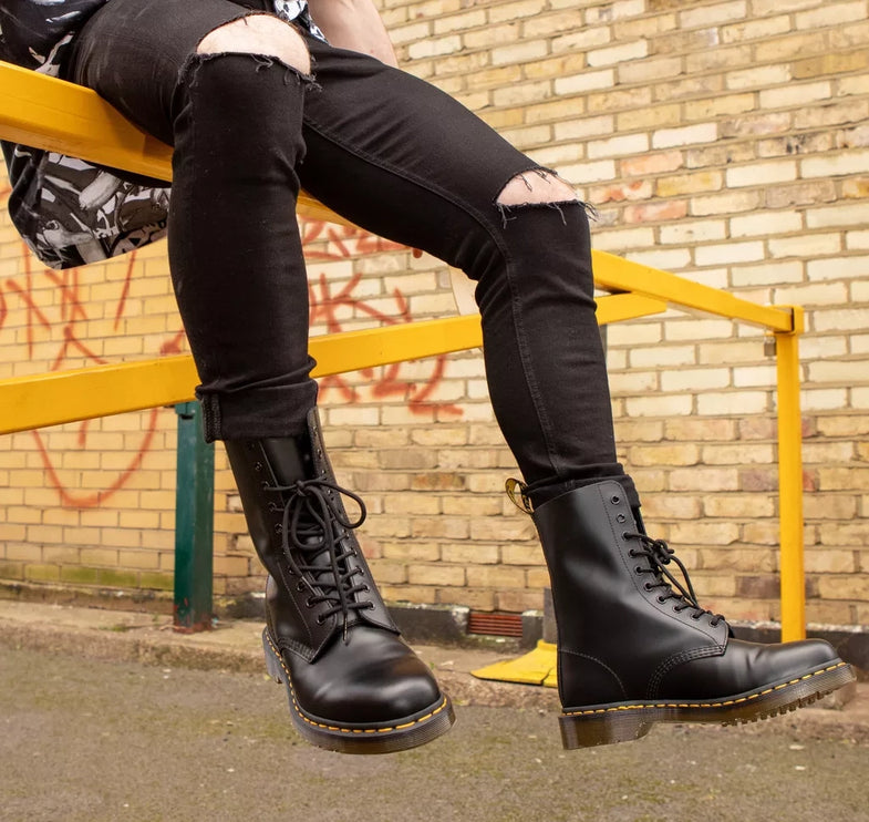 Dr. Martens Unisex 1490 Smooth Leather Mid Calf Boots Black
