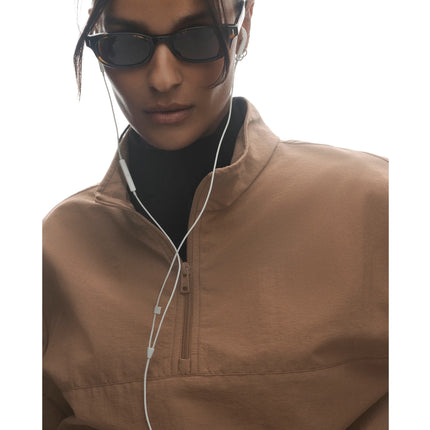 alo Women's Light Weight Takeaway Track Pullover Java Brown