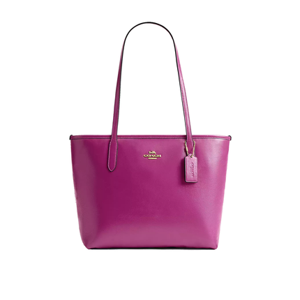 Coach Women's Medium City Tote Bag Gold/Magenta