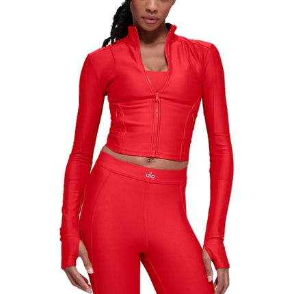 alo Women's Airlift Ignite Zip Up Jacket Bright Red