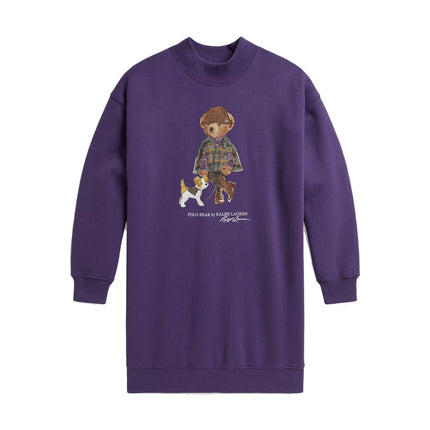 Polo Ralph Lauren Girl's Polo Bear Fleece Sweatshirt Dress Valley Purple