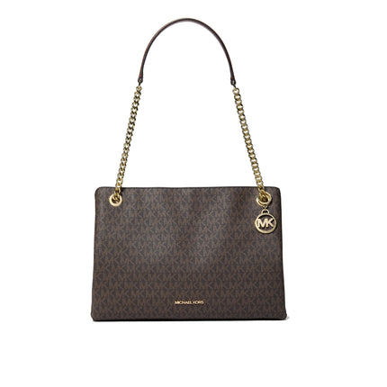 Michael Kors Women's Christina Medium Signature Logo Messenger Bag Brown