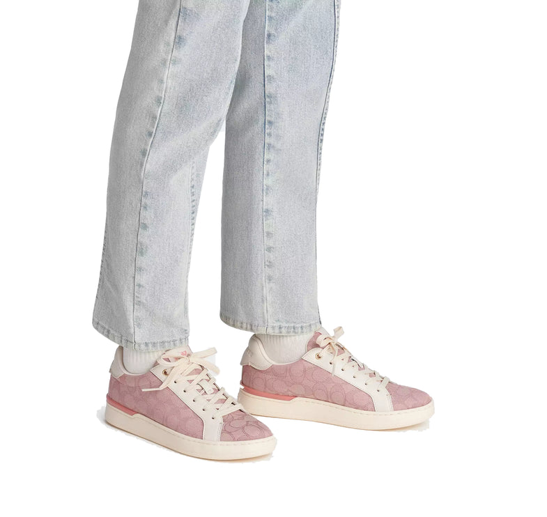 Coach Women's Clip Low Top In Signature Jacquard Pink