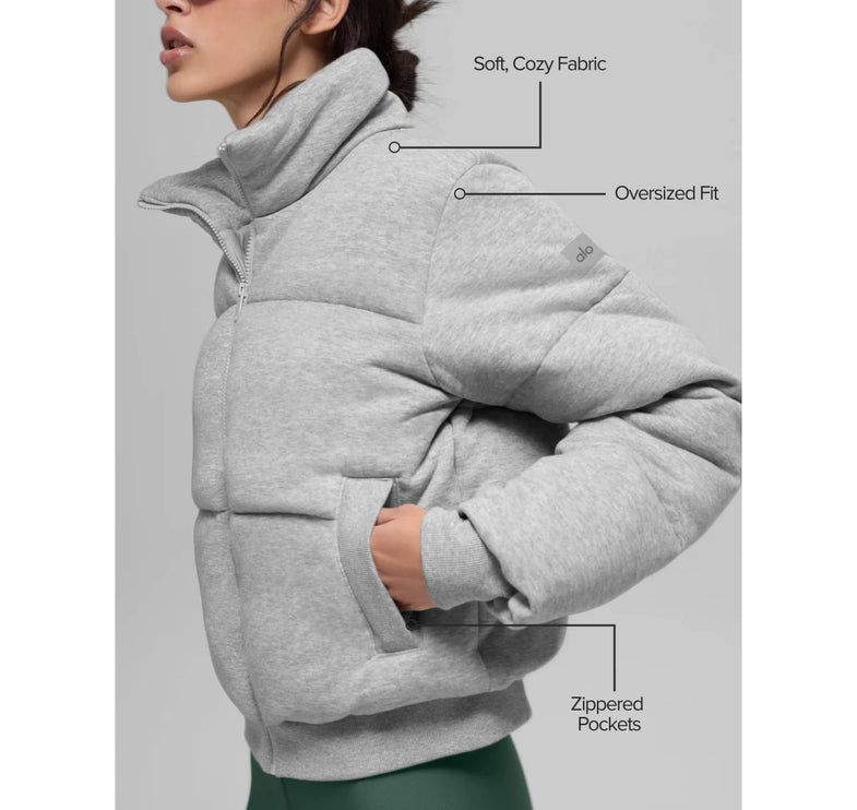 alo Women's Sweatshirt Puffer Athletic Heather Grey