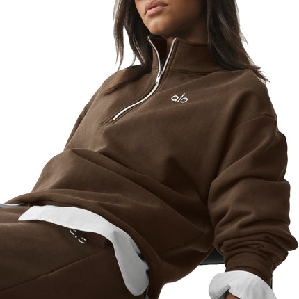 alo Women's Accolade 1/4 Zip Pullover Espresso