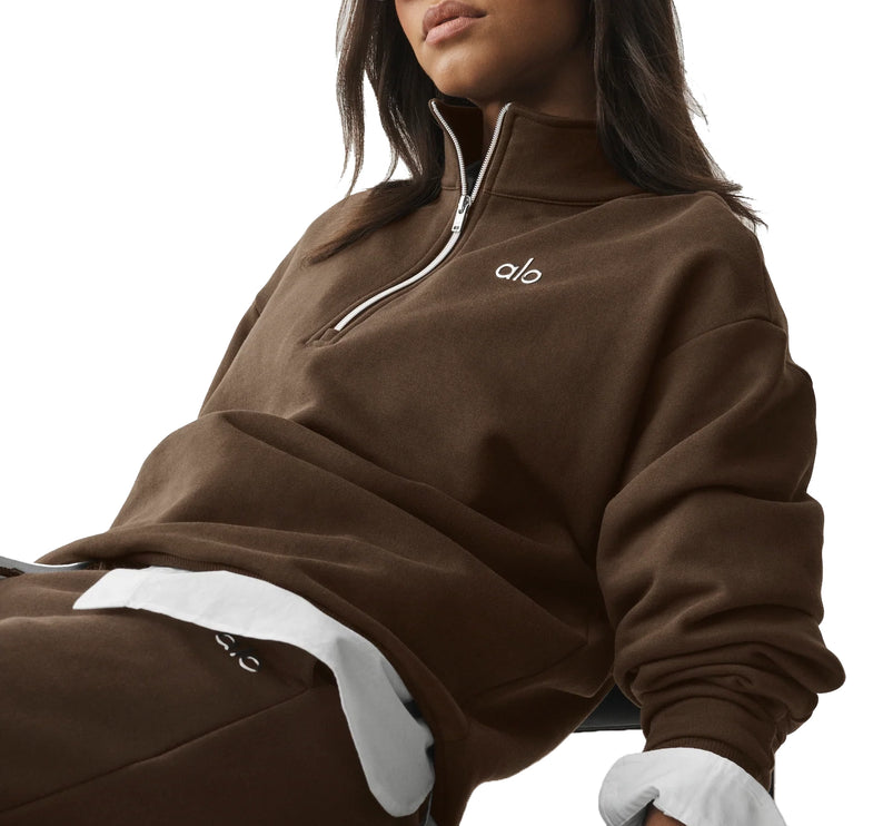 alo Women's Accolade 1/4 Zip Pullover Espresso