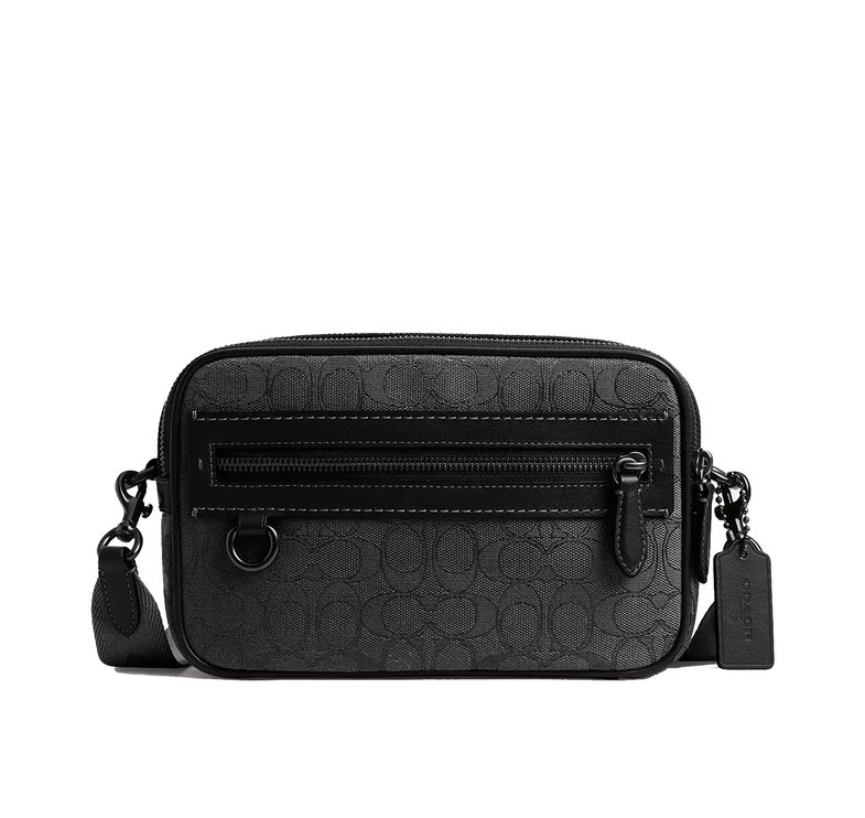 Coach Unisex Theo Camera Bag In Signature Jacquard Black