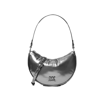 Michael Kors Women's Kyla Small Puffy Metallic Convertible Pochette Gunmetal/Silver