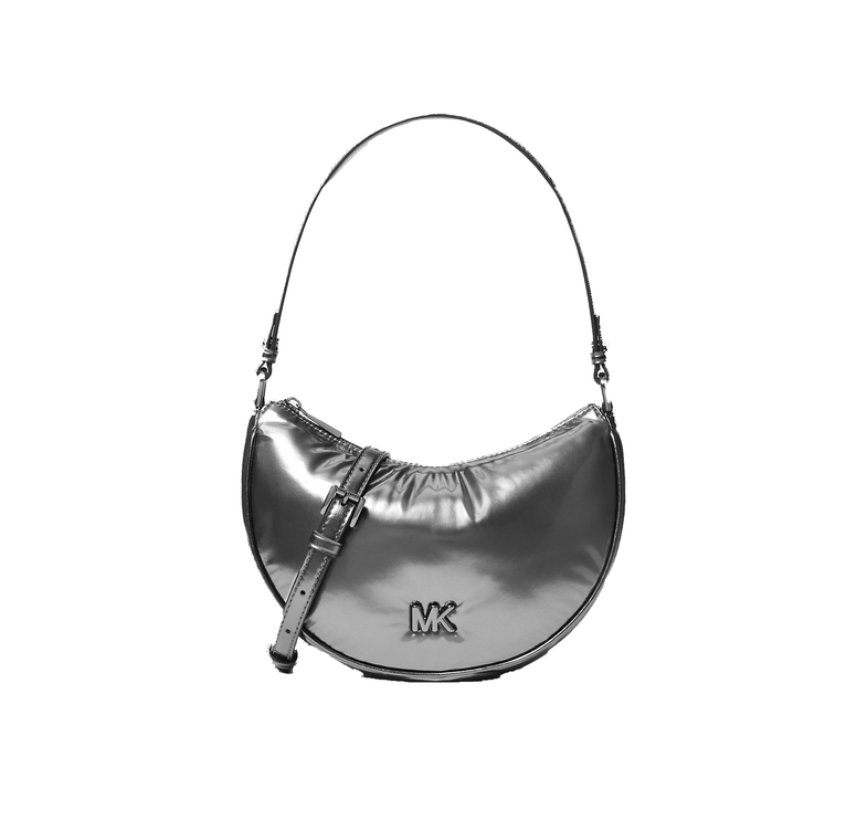 Michael Kors Women's Kyla Small Puffy Metallic Convertible Pochette Gunmetal/Silver