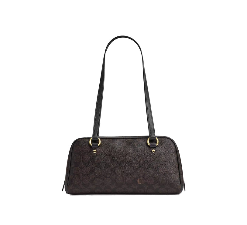 Coach Women's Sydney Shoulder Bag In Signature Canvas Gold/Walnut/Black