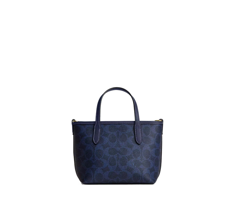 Coach Women's City Mini Tote Bag In Signature Canvas Gold/Navy
