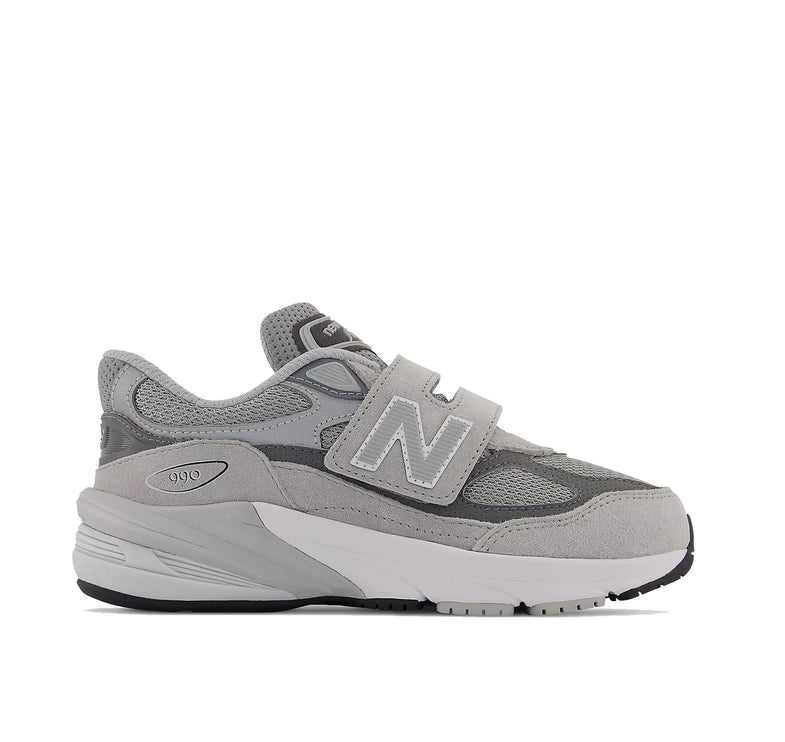 New Balance Little Kid's FuelCell 990v6 Hook & Loop Grey with Silver PV990GL6
