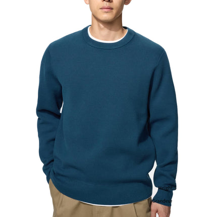 Uniqlo Unisex Washable Milano Ribbed Crew Neck Sweater 67 Blue