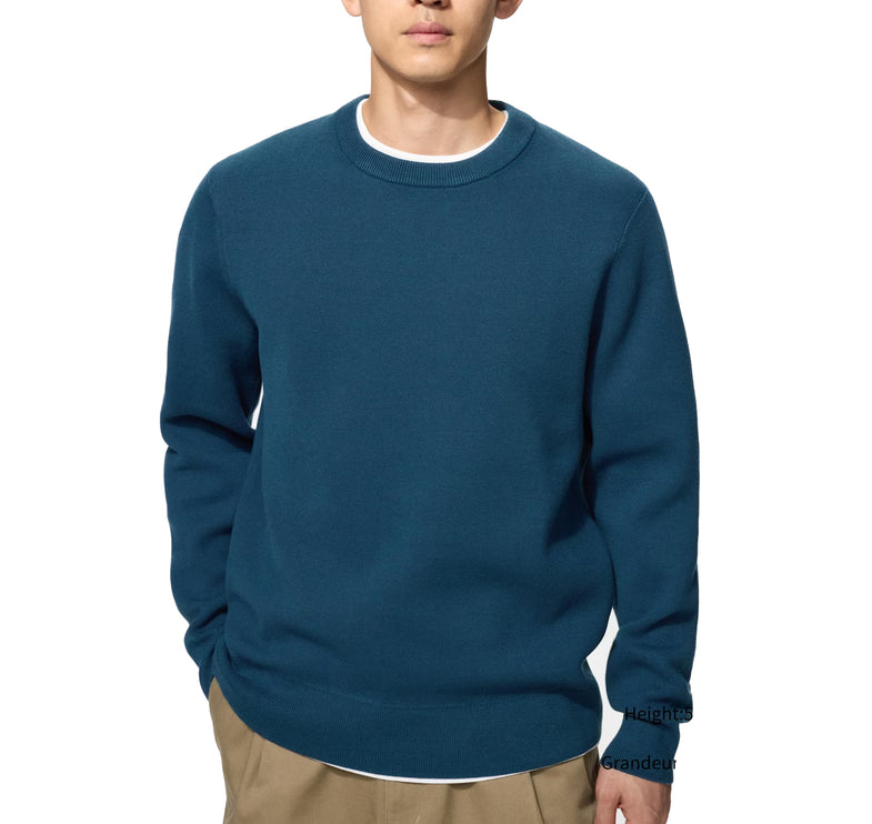 Uniqlo Unisex Washable Milano Ribbed Crew Neck Sweater 67 Blue