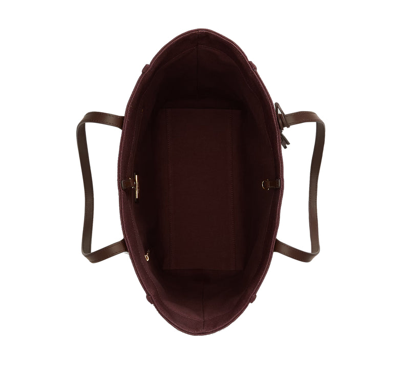 Polo Ralph Lauren Women's Dog-Embroidered Large Cameryn Tote Bag Dark Garnet/Brown