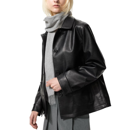 Uniqlo Unisex Coated Relaxed Shirt Jacket 09 Black