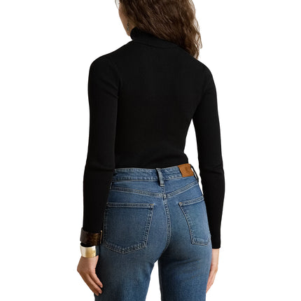 Polo Ralph Lauren Women's Cotton-Blend Ribbed Turtleneck Black
