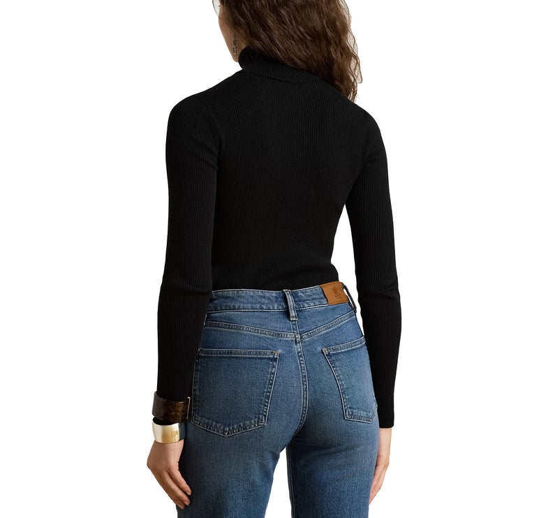 Polo Ralph Lauren Women's Cotton-Blend Ribbed Turtleneck Black