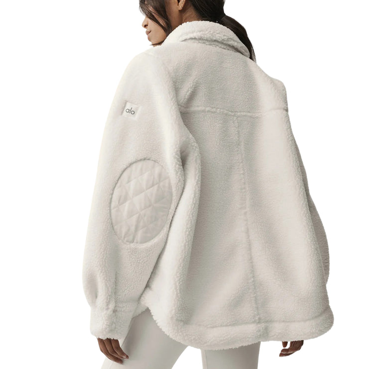alo Women's Sherpa Edge Shacket Ivory