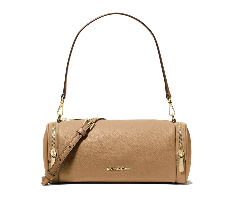Michael Kors Women's Jet Set Travel Small Pebbled Leather Convertible Crossbody Bag Camel