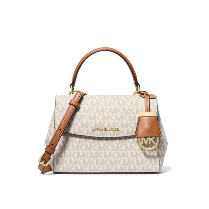 Michael Kors Women's Ava Extra-Small Signature Logo Crossbody Bag Vanilla/Acorn