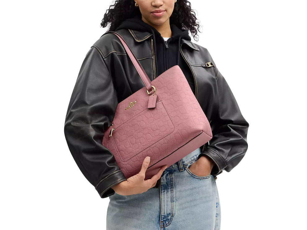 Coach Women's Station Tote Bag In Signature Leather Gold/Pink