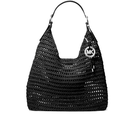 Michael Kors Women's Nolita Large Crocheted Hobo Shoulder Bag Black