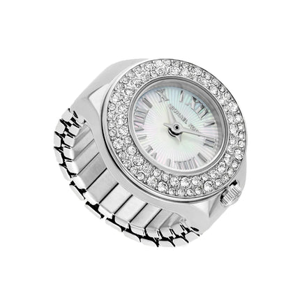 Michael Kors Women's Liliane Pavé Silver-Tone Ring Watch Silver MKO1303