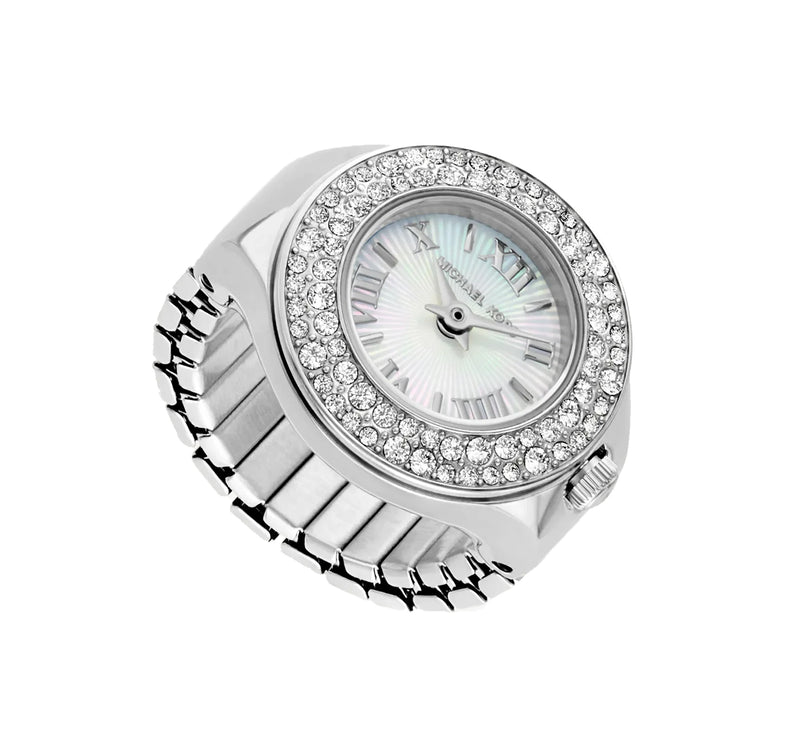 Michael Kors Women's Liliane Pavé Silver-Tone Ring Watch Silver MKO1303