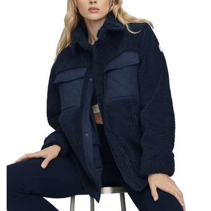 alo Women's Sherpa Edge Shacket Navy