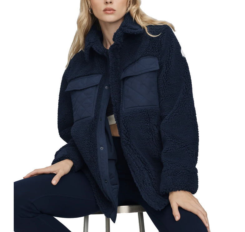 alo Women's Sherpa Edge Shacket Navy