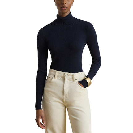 Polo Ralph Lauren Women's Cotton-Blend Ribbed Turtleneck Lauren Navy