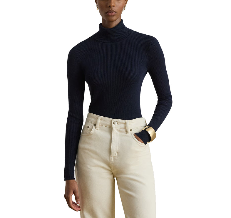 Polo Ralph Lauren Women's Cotton-Blend Ribbed Turtleneck Lauren Navy
