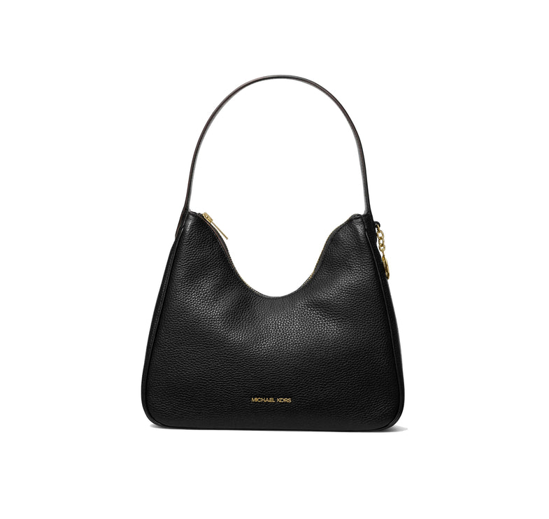Michael Kors Women's Nayla Small Pebbled Leather Hobo Shoulder Bag Gold/Black