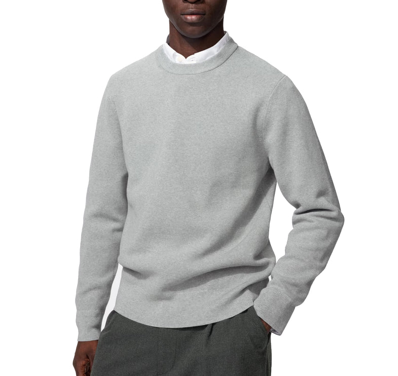 Uniqlo Unisex Washable Milano Ribbed Crew Neck Sweater 03 Gray
