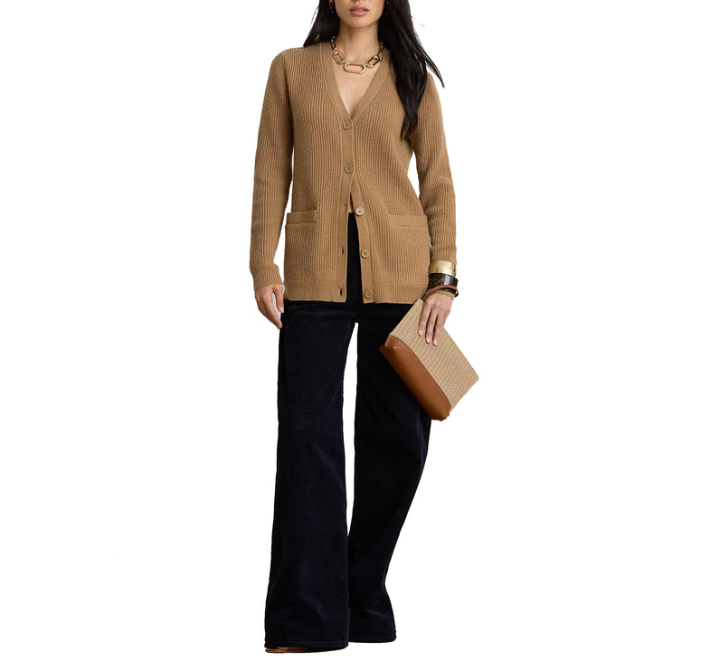 Polo Ralph Lauren Women's Rib-Knit Wool-Cashmere Cardigan Lauren Camel